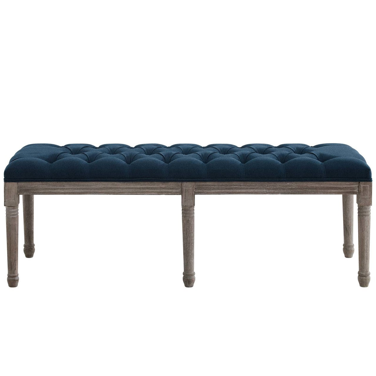 Province French Vintage Performance Velvet Bench, Velvet Fabric, Navy Blue 15403