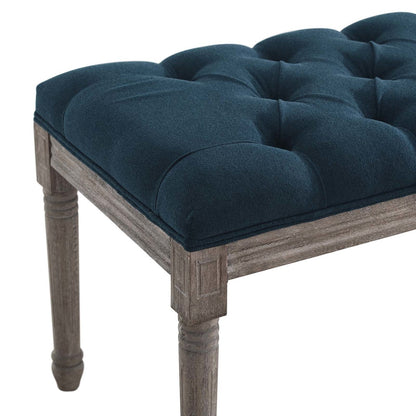 Province French Vintage Performance Velvet Bench, Velvet Fabric, Navy Blue 15403