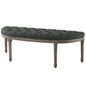 Esteem Vintage French Upholstered Fabric Semi-Circle Bench, Fabric Wood, Grey Gray 15405
