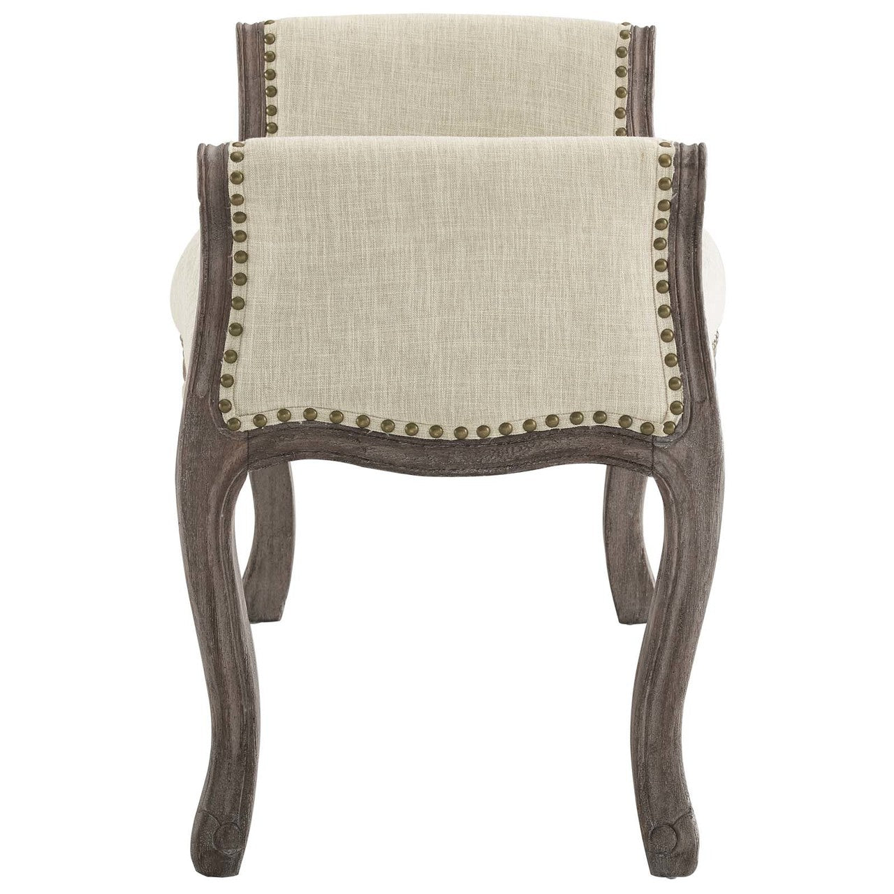 Avail Vintage French Upholstered Fabric Bench, Fabric Wood, Beige 15408