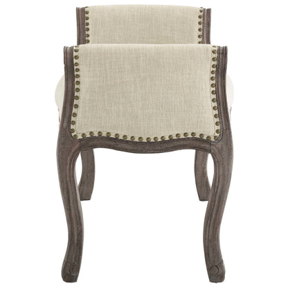 Avail Vintage French Upholstered Fabric Bench, Fabric Wood, Beige 15408
