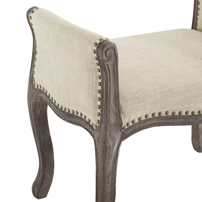 Avail Vintage French Upholstered Fabric Bench, Fabric Wood, Beige 15408