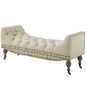 Roland Vintage French Upholstered Fabric Bench, Fabric Wood, Beige 15766