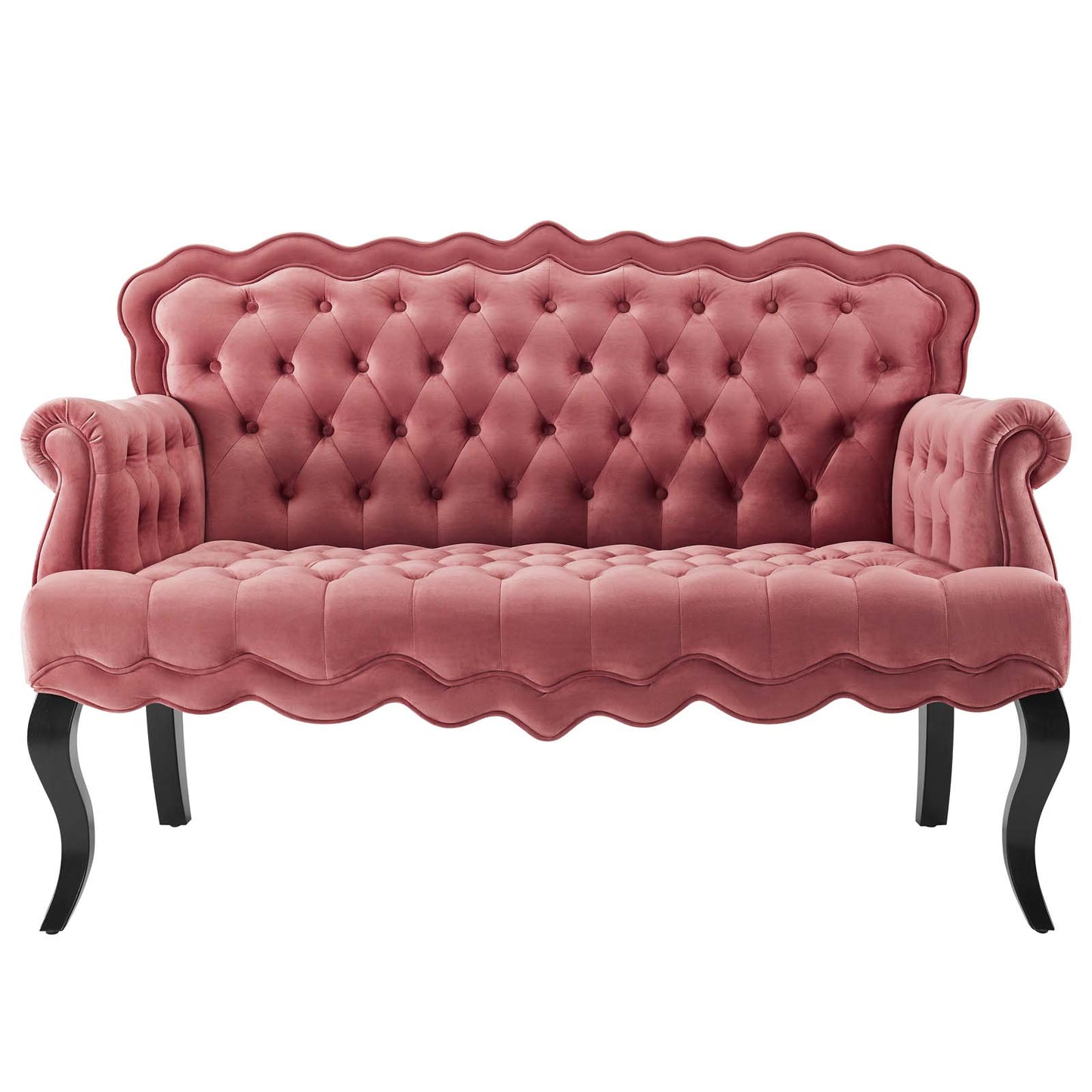 Viola Chesterfield Button Tufted Loveseat Performance Velvet Settee, Velvet Fabric, Pink, 17315