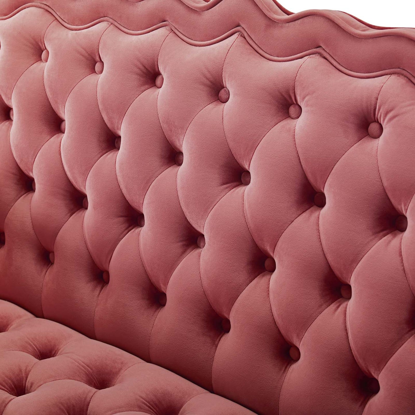 Viola Chesterfield Button Tufted Loveseat Performance Velvet Settee, Velvet Fabric, Pink, 17315