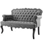 Viola Chesterfield Button Tufted Loveseat Performance Velvet Settee, Velvet Fabric, Grey Gray, 17316