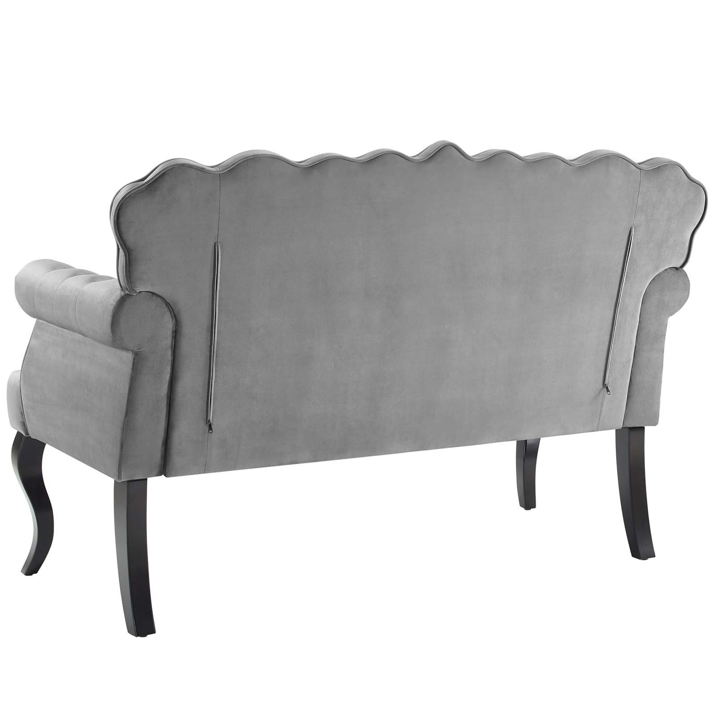 Viola Chesterfield Button Tufted Loveseat Performance Velvet Settee, Velvet Fabric, Grey Gray, 17316