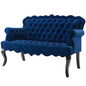 Viola Chesterfield Button Tufted Loveseat Performance Velvet Settee, Velvet Fabric, Navy Blue, 17317