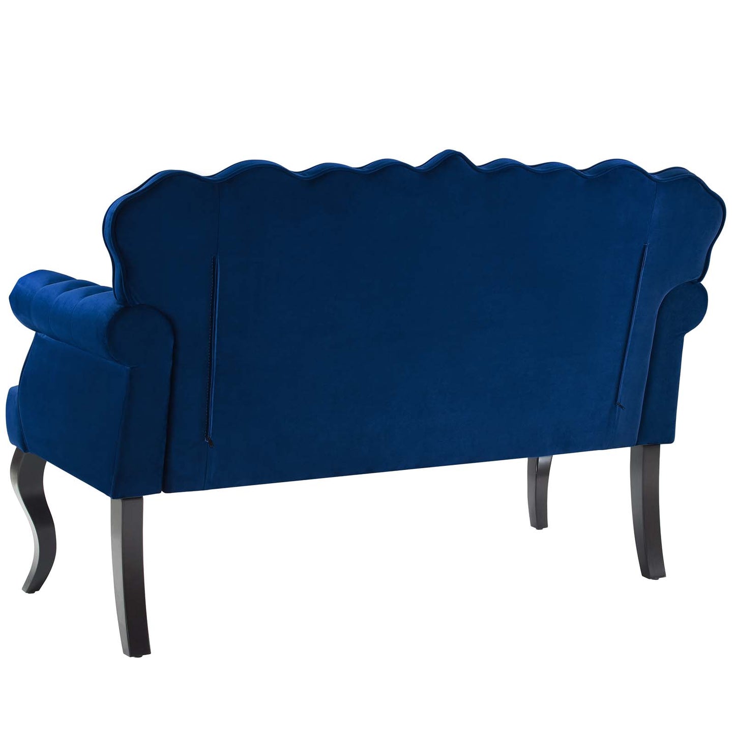 Viola Chesterfield Button Tufted Loveseat Performance Velvet Settee, Velvet Fabric, Navy Blue, 17317