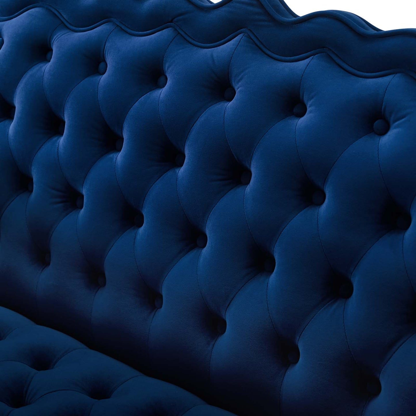 Viola Chesterfield Button Tufted Loveseat Performance Velvet Settee, Velvet Fabric, Navy Blue, 17317