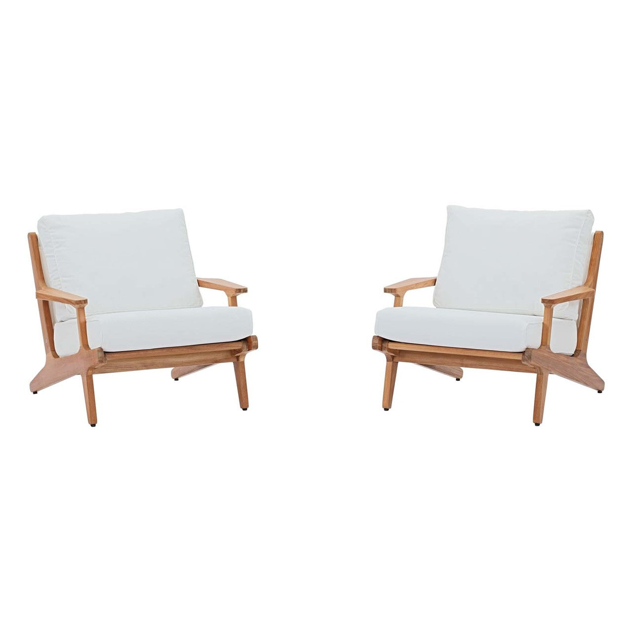 Saratoga 2 Piece Outdoor Patio Teak Set, Wood, White Natural 15239