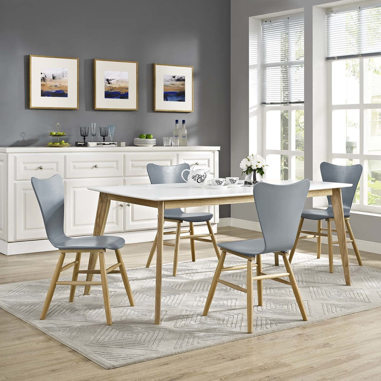 Cascade Dining Chair Set of 4, Wood, Grey Gray 15248