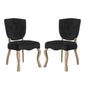 Array Dining Side Chair Set of 2, Velvet Fabric Wood, Black 15767