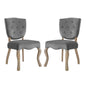 Array Dining Side Chair Set of 2, Velvet Fabric Wood, Grey Gray 15768