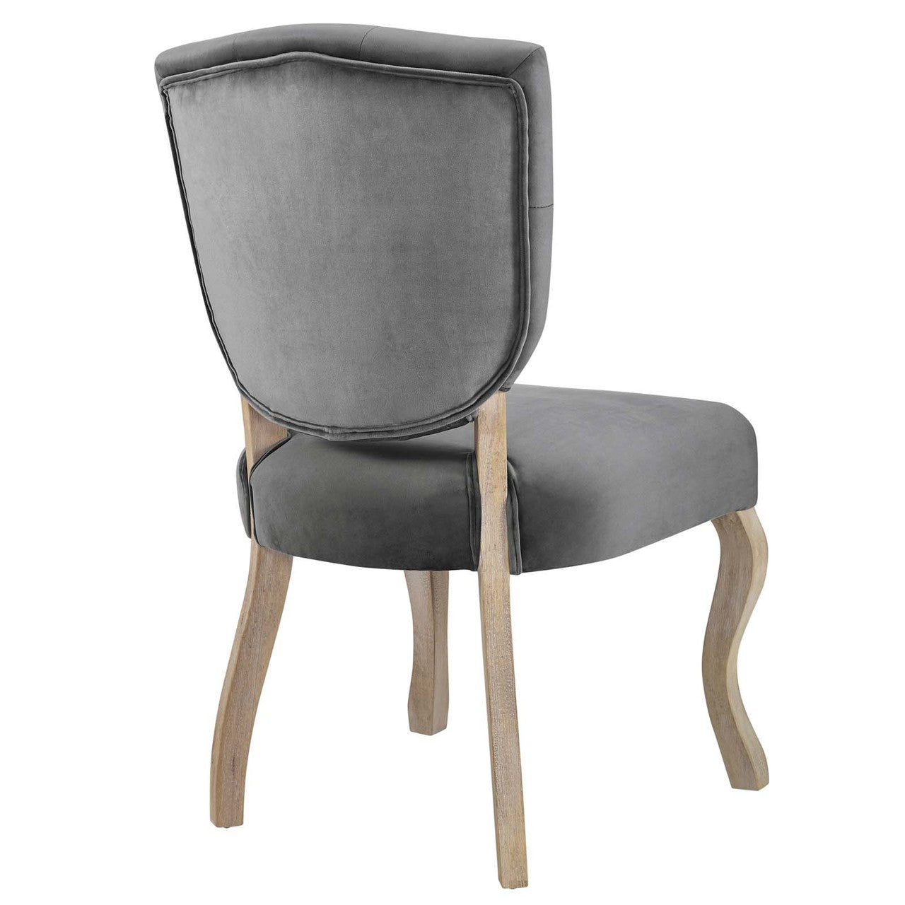 Array Dining Side Chair Set of 2, Velvet Fabric Wood, Grey Gray 15768