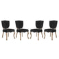 Array Dining Side Chair Set of 4, Velvet Fabric Wood, Black 15771
