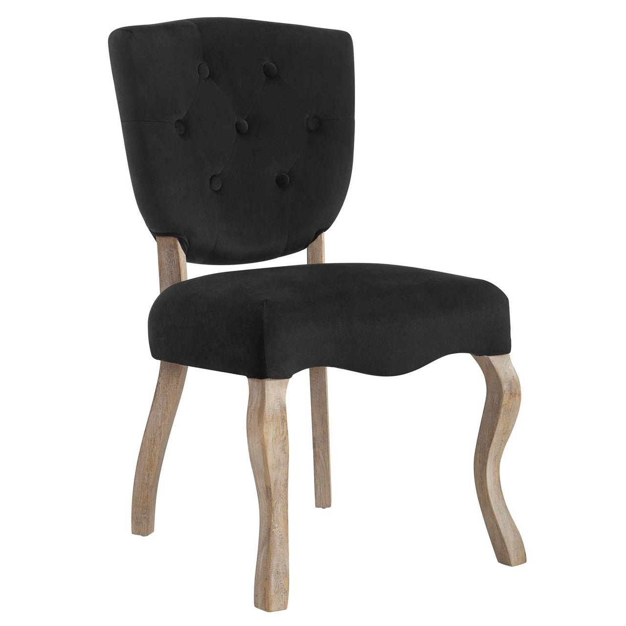 Array Dining Side Chair Set of 4, Velvet Fabric Wood, Black 15771