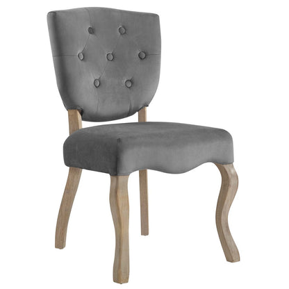 Array Dining Side Chair Set of 4, Velvet Fabric Wood, Grey Gray 15772