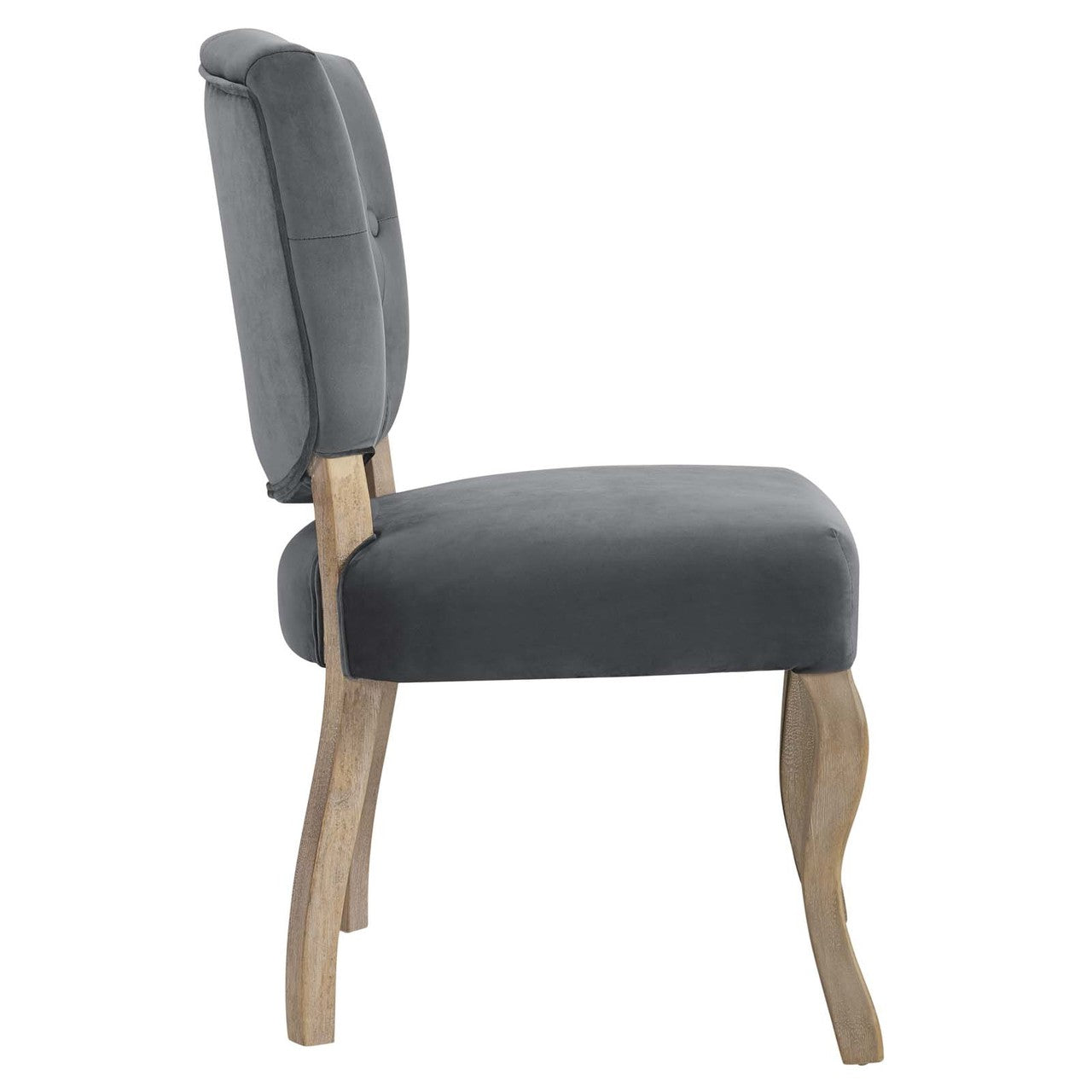 Array Dining Side Chair Set of 4, Velvet Fabric Wood, Grey Gray 15772