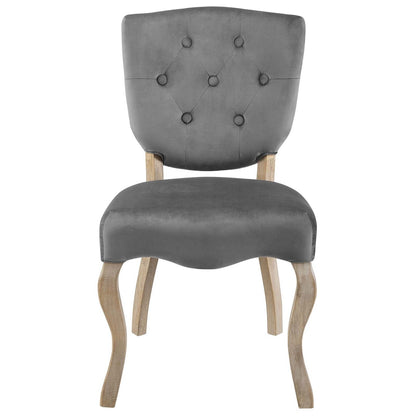 Array Dining Side Chair Set of 4, Velvet Fabric Wood, Grey Gray 15772