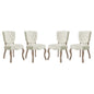 Array Dining Side Chair Set of 4, Velvet Fabric Wood, Ivory White 15773