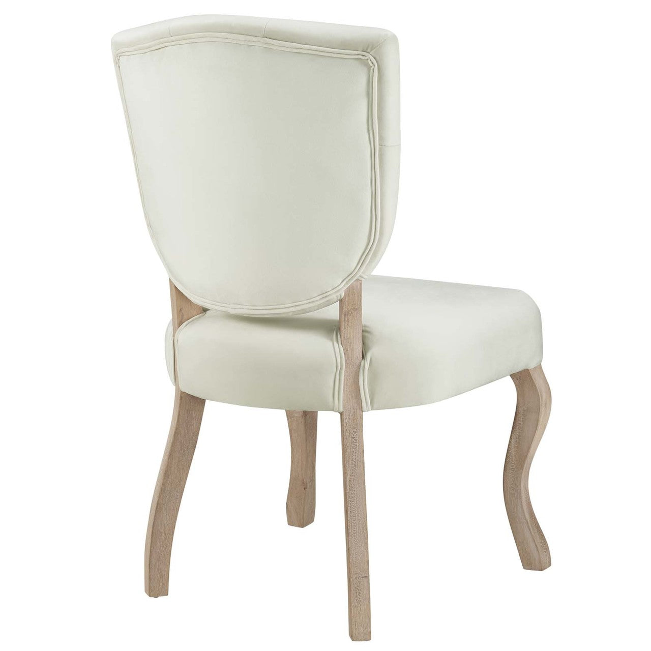 Array Dining Side Chair Set of 4, Velvet Fabric Wood, Ivory White 15773