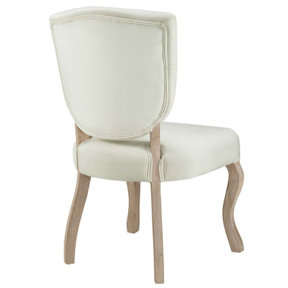 Array Dining Side Chair Set of 4, Velvet Fabric Wood, Ivory White 15773
