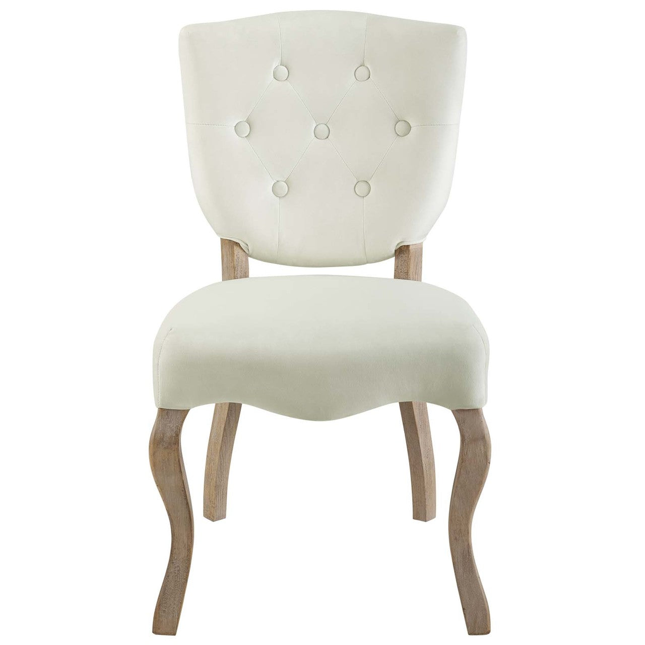 Array Dining Side Chair Set of 4, Velvet Fabric Wood, Ivory White 15773