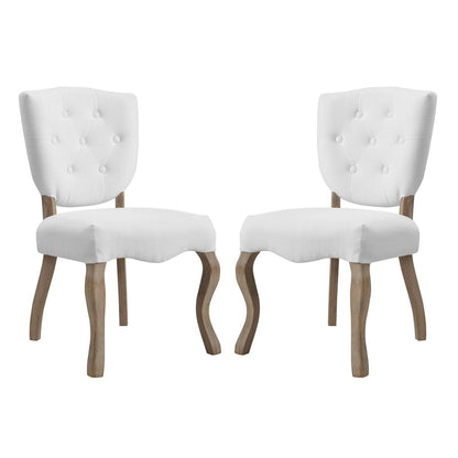 Array Dining Side Chair Set of 2, Fabric Wood, White 15779