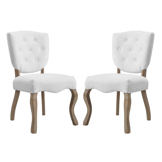 Array Dining Side Chair Set of 2, Fabric Wood, White 15779