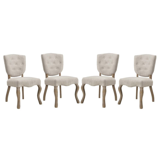 Array Dining Side Chair Set of 4, Fabric Wood, Beige 15780