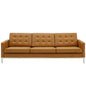 Loft Tufted Upholstered Faux Leather Sofa, Faux Vinyl Leather Metal Steel, Tan Brown, 17804
