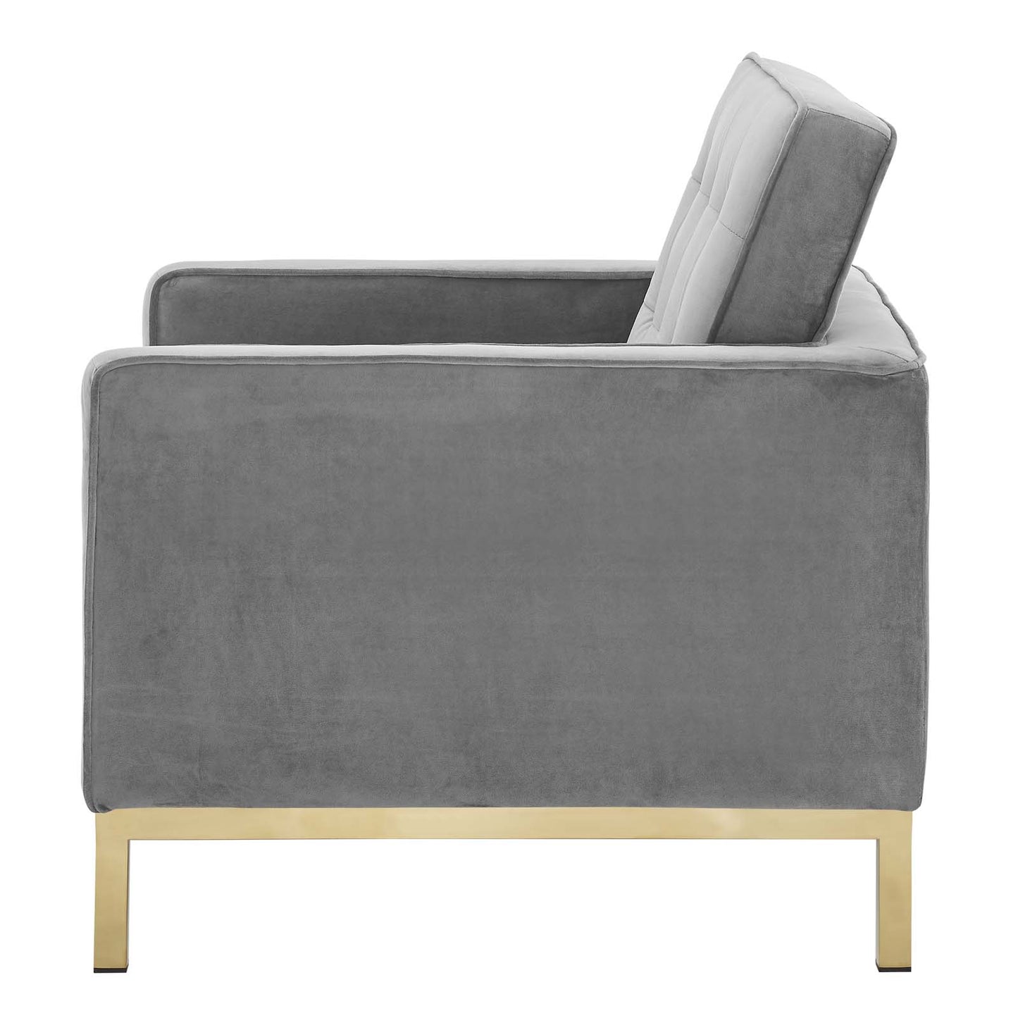 Loft Gold Stainless Steel Performance Velvet Armchair, Velvet Fabric, Gold Grey Gray, 17335