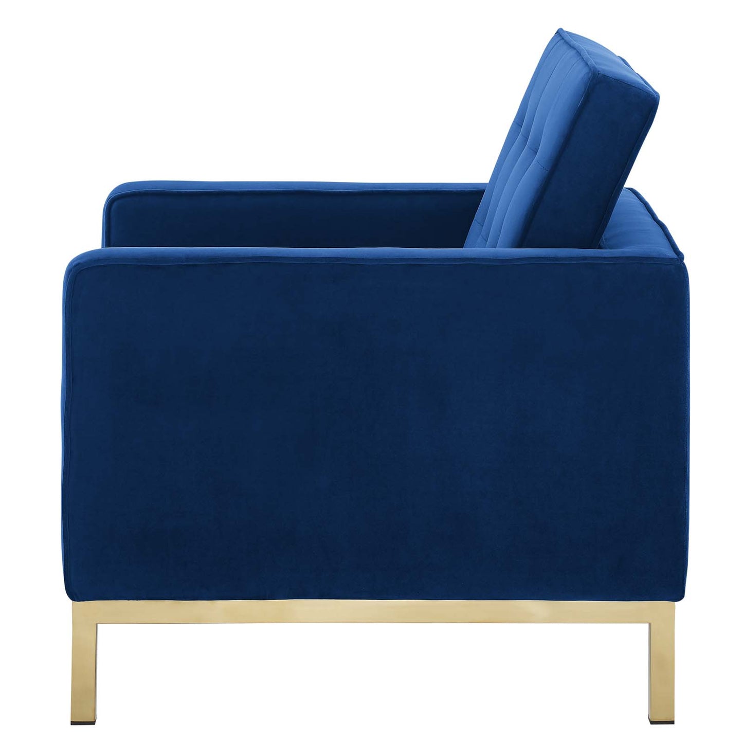 Loft Gold Stainless Steel Performance Velvet Armchair, Velvet Fabric, Gold Blue Navy, 17336
