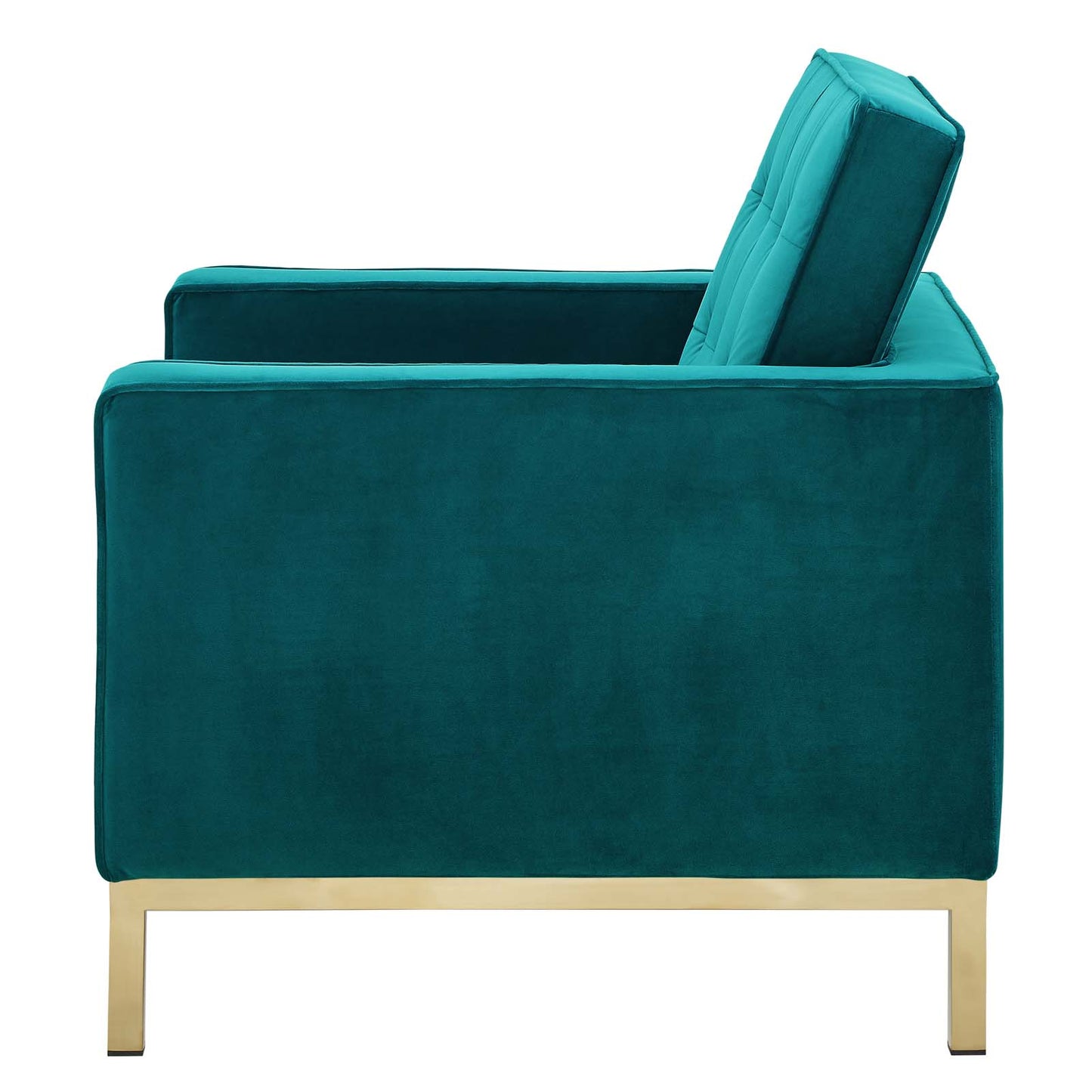 Loft Gold Stainless Steel Performance Velvet Armchair, Velvet Fabric, Gold Aqua Blue, 17337
