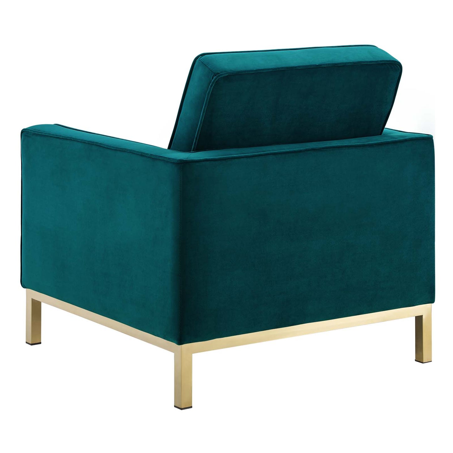 Loft Gold Stainless Steel Performance Velvet Armchair, Velvet Fabric, Gold Aqua Blue, 17337