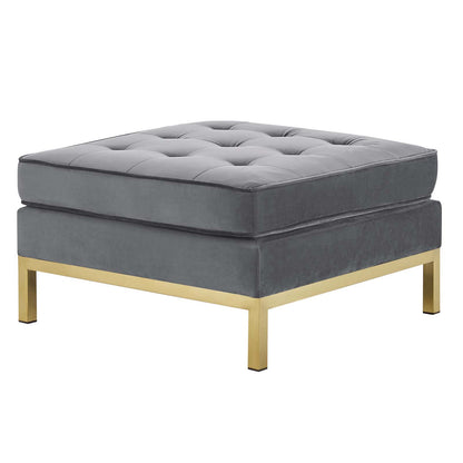 Loft Gold Stainless Steel Leg Performance Velvet Ottoman, Velvet, Steel, Gold Grey Gray, 18186