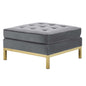 Loft Gold Stainless Steel Leg Performance Velvet Ottoman, Velvet, Steel, Gold Grey Gray, 18186