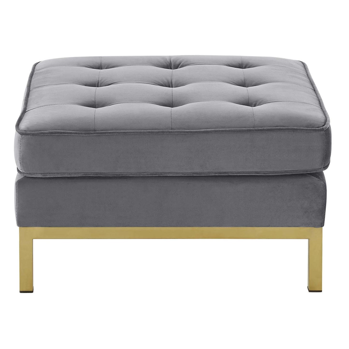 Loft Gold Stainless Steel Leg Performance Velvet Ottoman, Velvet, Steel, Gold Grey Gray, 18186