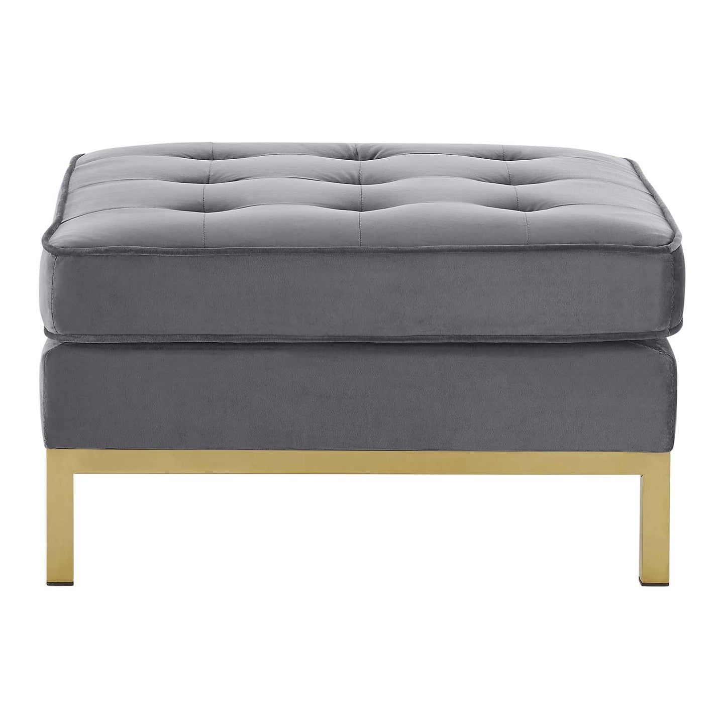 Loft Gold Stainless Steel Leg Performance Velvet Ottoman, Velvet, Steel, Gold Grey Gray, 18186