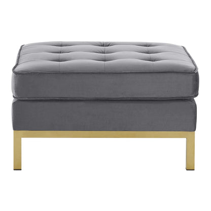Loft Gold Stainless Steel Leg Performance Velvet Ottoman, Velvet, Steel, Gold Grey Gray, 18186
