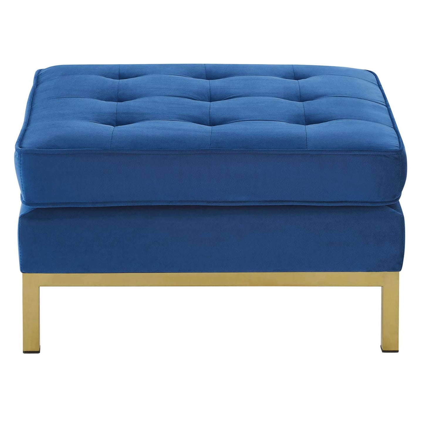 Loft Gold Stainless Steel Leg Performance Velvet Ottoman, Velvet, Steel, Gold Blue Navy, 18187
