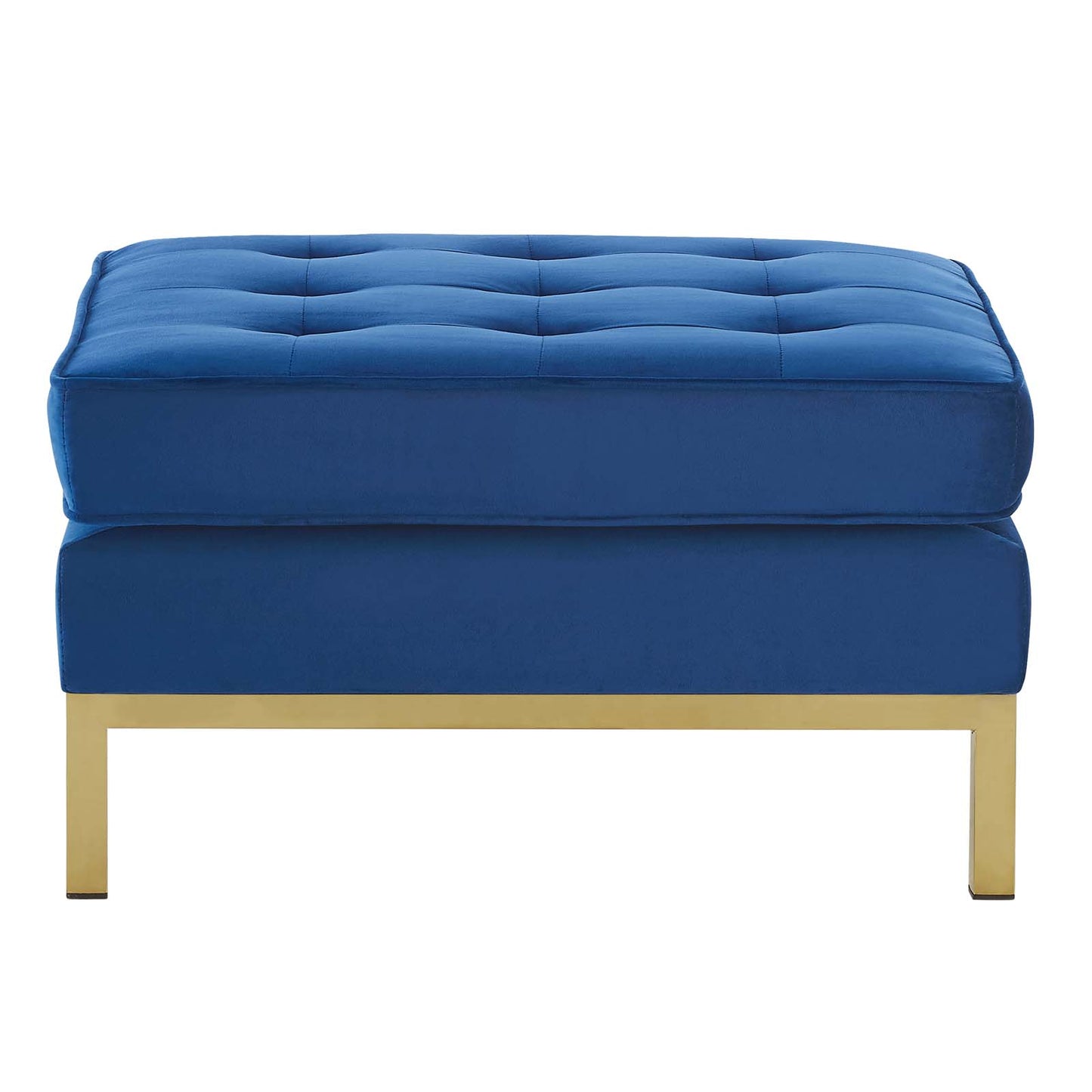Loft Gold Stainless Steel Leg Performance Velvet Ottoman, Velvet, Steel, Gold Blue Navy, 18187