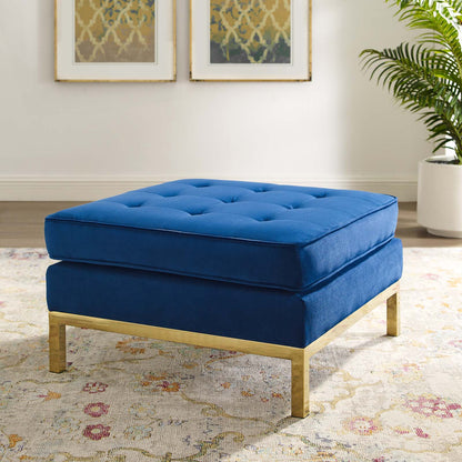 Loft Gold Stainless Steel Leg Performance Velvet Ottoman, Velvet, Steel, Gold Blue Navy, 18187