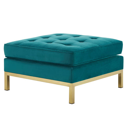 Loft Gold Stainless Steel Leg Performance Velvet Ottoman, Velvet, Steel, Gold Teal Blue, 18188