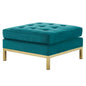 Loft Gold Stainless Steel Leg Performance Velvet Ottoman, Velvet, Steel, Gold Teal Blue, 18188