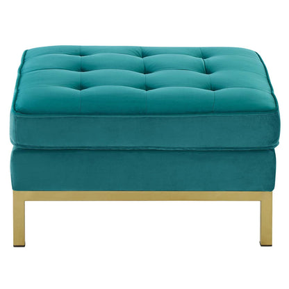Loft Gold Stainless Steel Leg Performance Velvet Ottoman, Velvet, Steel, Gold Teal Blue, 18188