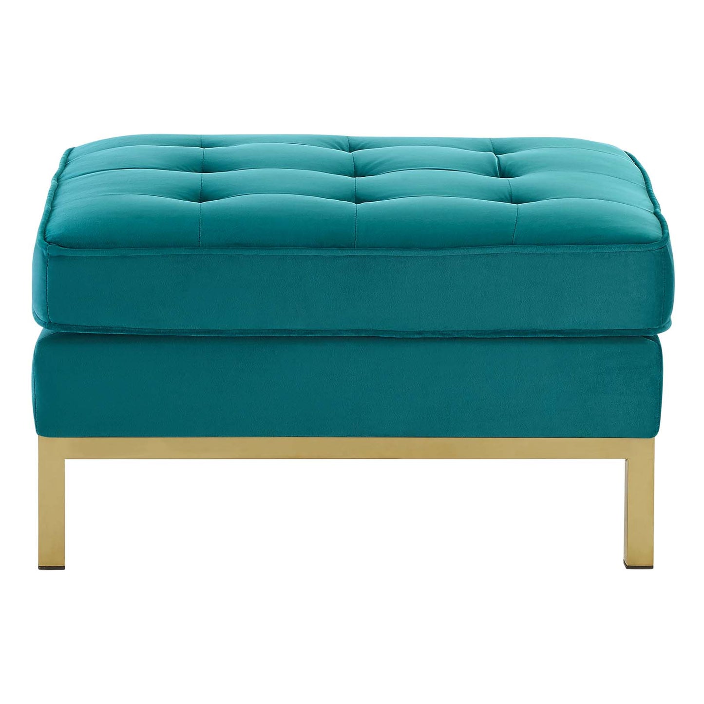 Loft Gold Stainless Steel Leg Performance Velvet Ottoman, Velvet, Steel, Gold Teal Blue, 18188