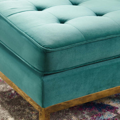 Loft Gold Stainless Steel Leg Performance Velvet Ottoman, Velvet, Steel, Gold Teal Blue, 18188