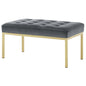 Loft Gold Stainless Steel Leg Medium Performance Velvet Bench, Velvet Fabric, Gold Grey Gray, 17350